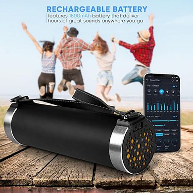 Pyle Upgraded Portable Boombox with Bluetooth, Wireless Stereo System, Portable Speaker