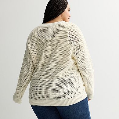 Plus Size Sonoma Goods For Life® Open Stitch Cardigan Sweater