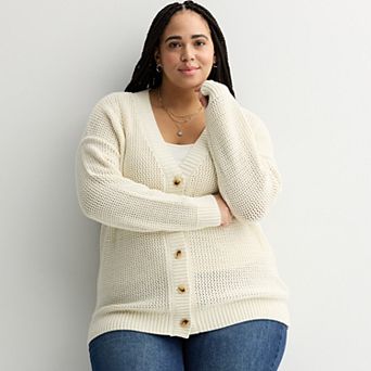 Plus Size Sonoma Goods For Life® Open Stitch Cardigan Sweater