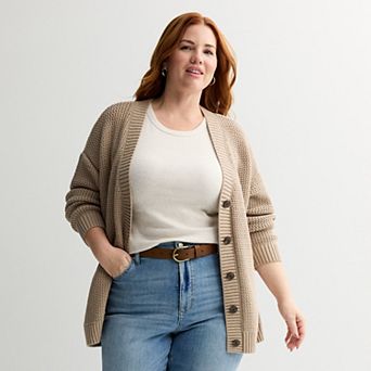 Plus Size Sonoma Goods For Life® Open Stitch Cardigan Sweater