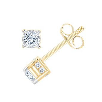 Always Mine 10k Gold 1/3 Carat T.W. Diamond Miracle Plate Stud Earrings