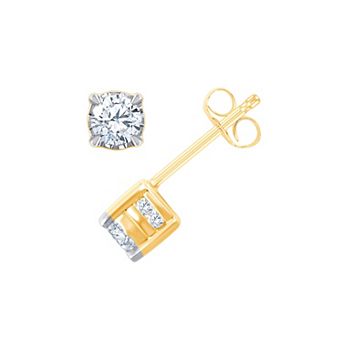 Always Mine 10k Gold 1/2 Carat T.W. Diamond Miracle Plate Stud Earrings