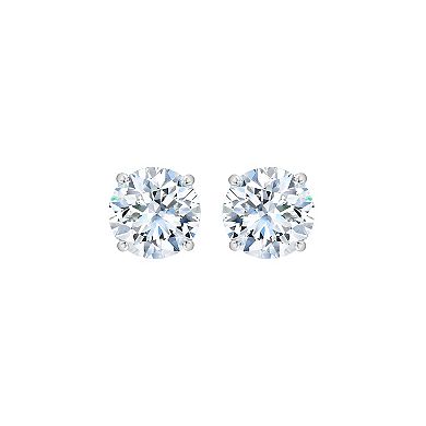 Always Mine 10k White Gold 1 Carat T.W. GSI Certified Diamond Solitaire Stud Earrings