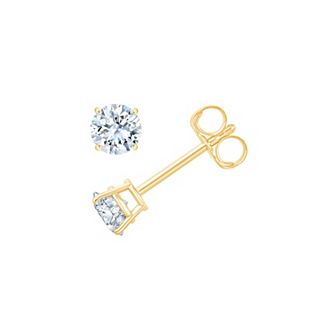 Always Mine 10k Gold 1/3 Carat T.W. GSI Certified Diamond Solitaire Stud Earrings