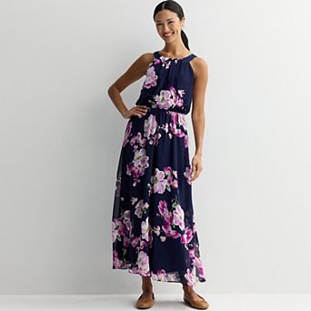 Women's Robbie Bee Halter Maxi Dress with Floral Print