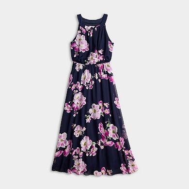 Women's Robbie Bee Halter Maxi Dress with Floral Print