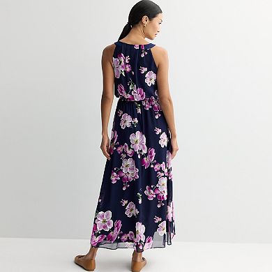 Women's Robbie Bee Halter Maxi Dress with Floral Print