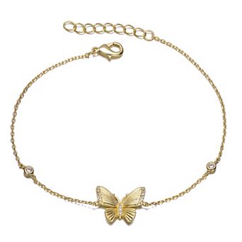 14k Gold-Plated Cubic Zirconia Butterfly Bracelet