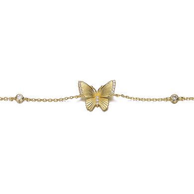 14k Gold-Plated Cubic Zirconia Butterfly Bracelet