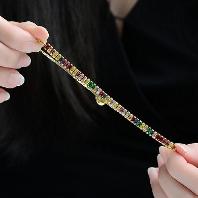 14k Gold-Plated Adjustable Cubic Zirconia Bolo Bracelet