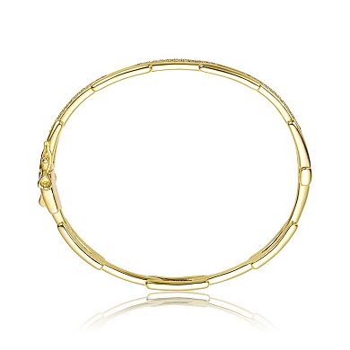 14k Gold-Plated Clear Cubic Zirconia Rectangular Link Bracelet