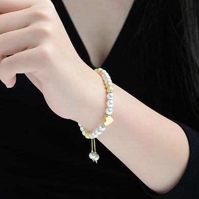 14k Gold-Plated Heart Bead Bracelet