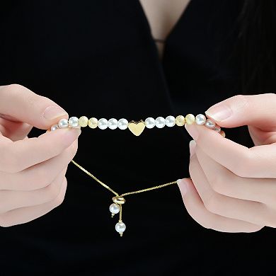 14k Gold-Plated Heart Bead Bracelet