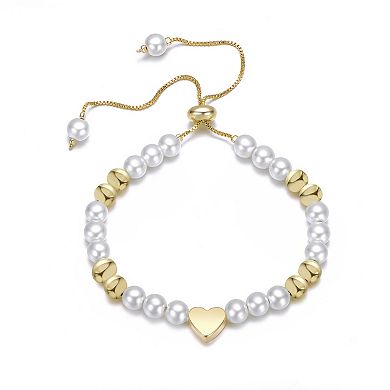 14k Gold-Plated Heart Bead Bracelet