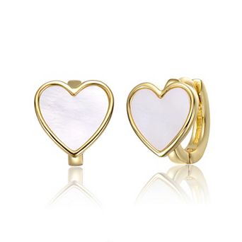 Kids' 14k Gold-Plated Mother-of-Pearl Heart Earrings