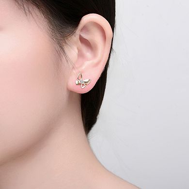 14k Gold-Plated Cubic Zirconia Butterfly Stud Earrings
