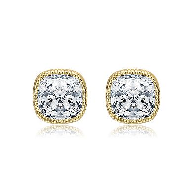 Sterling Silver Cubic Zirconia Cushion-Cut Stud Earrings