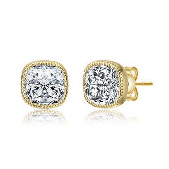 Sterling Silver Cubic Zirconia Cushion-Cut Stud Earrings