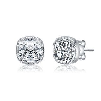 Sterling Silver Cubic Zirconia Cushion-Cut Stud Earrings