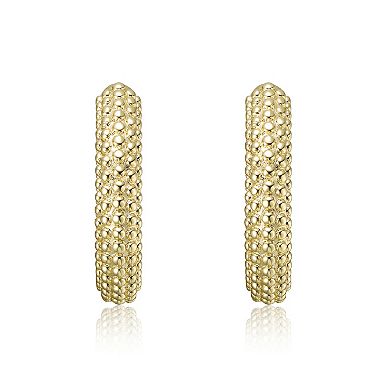 Two-Tone Beaded Texture Hoop Earrings