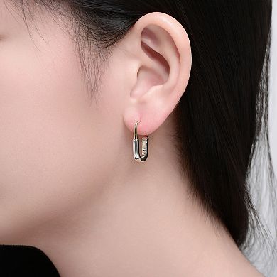Two-Tone Sleek Oval Hoop Earrings