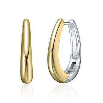 Two-Tone Sleek Teardrop Hoop Earrings