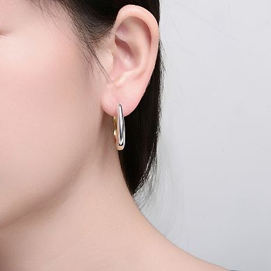 Two-Tone Sleek Teardrop Hoop Earrings