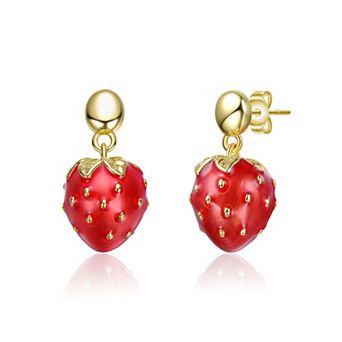 14k Gold Over Sterling Silver Strawberry Drop Earrings