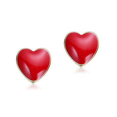 14k Gold Over Sterling Silver Heart Design Stud Earrings