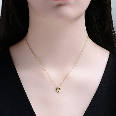 14k Gold Over Sterling Silver Clear Cubic Zirconia Heart Design Pendant Necklace