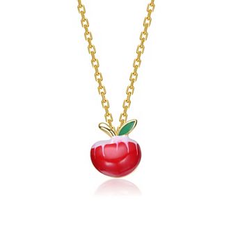 14k Gold Over Sterling Silver Apple Pendant Necklace