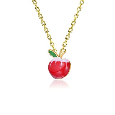 14k Gold Over Sterling Silver Apple Pendant Necklace