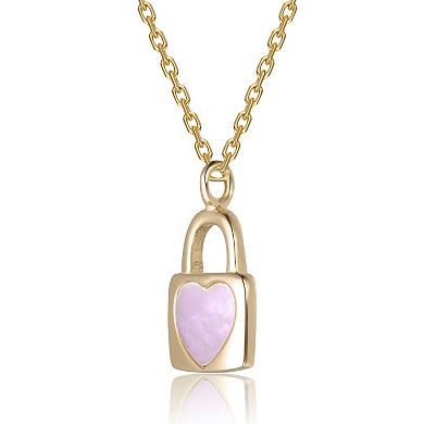 14k Gold Over Sterling Silver Heart Lock Design Pendant Necklace