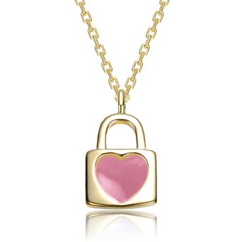 14k Gold Over Sterling Silver Heart Lock Design Pendant Necklace