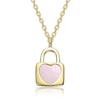 14k Gold Over Sterling Silver Heart Lock Design Pendant Necklace