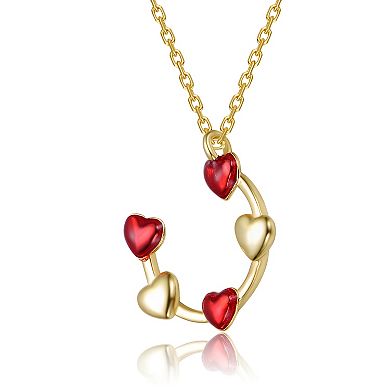 14k Gold Over Sterling Silver Graceful Heart Charms Pendant Necklace