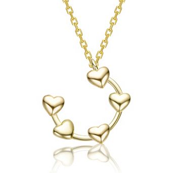 14k Gold Over Sterling Silver Graceful Heart Charms Pendant Necklace