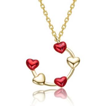 14k Gold Over Sterling Silver Graceful Heart Charms Pendant Necklace