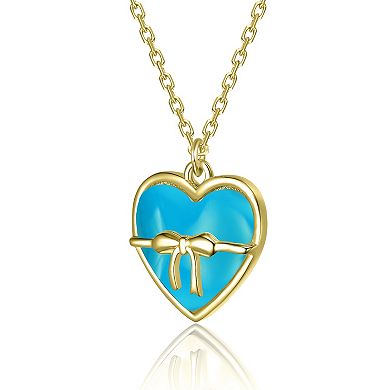 14k Gold Over Sterling Silver Heart & Bow Pendant Necklace
