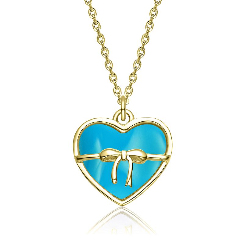 14k Gold Over Sterling Silver Heart & Bow Pendant Necklace, Women's, 