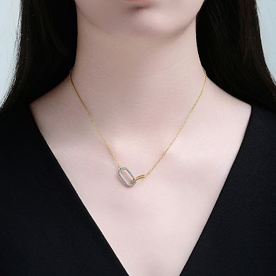 Cubic Zirconia Rounded Rectangles Interlocking Links Necklace