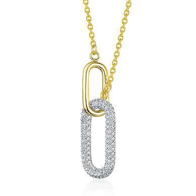 Cubic Zirconia Rounded Rectangles Interlocking Links Necklace