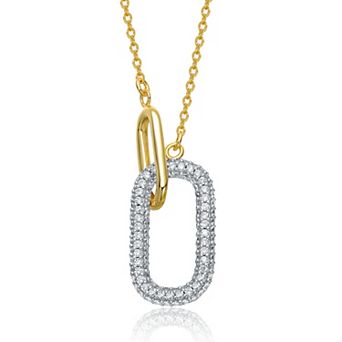 Cubic Zirconia Rounded Rectangles Interlocking Links Necklace