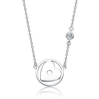 Sterling Silver Cubic Zirconia Accent Heart Pendant Necklace