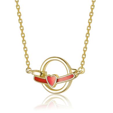14k Gold Over Sterling Silver Intertwined Rings & Heart Necklace