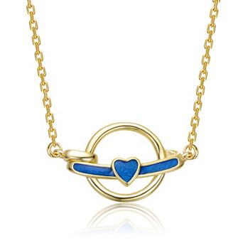 14k Gold Over Sterling Silver Intertwined Rings & Heart Necklace