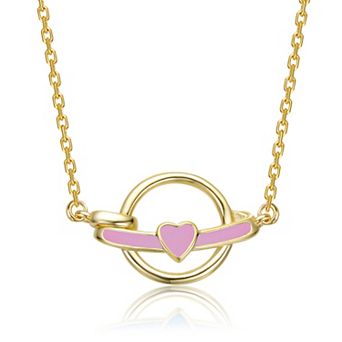 14k Gold Over Sterling Silver Intertwined Rings & Heart Necklace