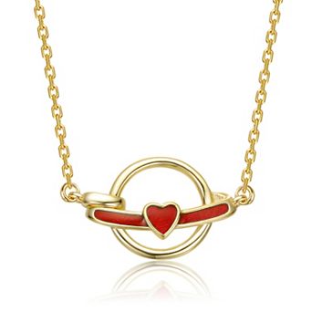 14k Gold Over Sterling Silver Intertwined Rings & Heart Necklace
