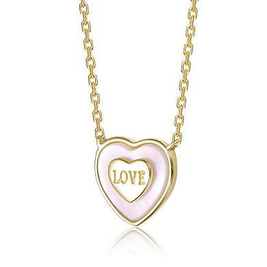 14k Gold Over Sterling Silver "Love" Inscription Heart Design Necklace