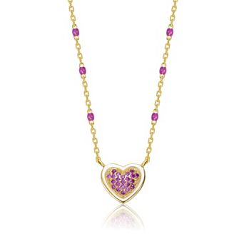 14k Gold Over Sterling Silver Ruby Gemstone Corundum Heart Design Necklace